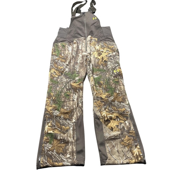 Under Armour Jackets & Blazers - Under Armour Bib Pants Mens XL Brown Realtree Camo UA Storm1 ColdGear Hunting